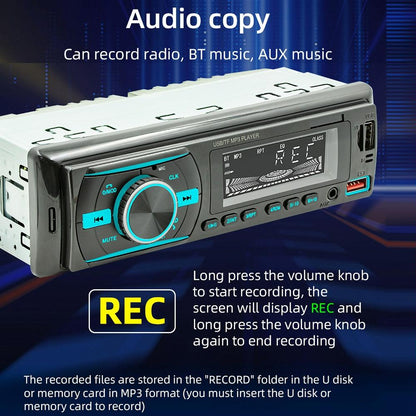 Car Mp3 Player With Voice Assistant & Fm - Colourful Lights Black