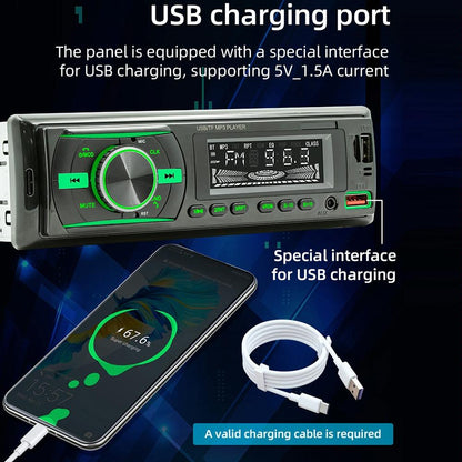 Car Mp3 Player With Voice Assistant & Fm - Colourful Lights Black