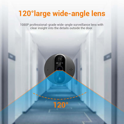 Smart Digital Door Viewer With 1080P Resolution Wide Angle Pir & Night Vision - Dark Grey
