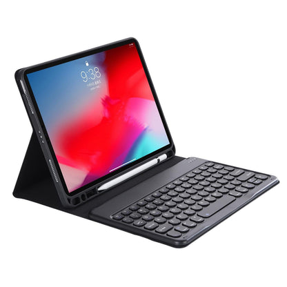 Detachable Bluetooth Keyboard Leather Case For Ipad Air 4 / 5 - Candy Colour Skin Texture - 10.9 Inch - Black