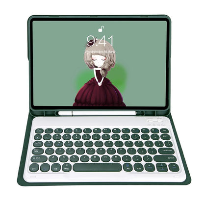 Detachable Bluetooth Keyboard Leather Case For Ipad Air 4 / 5 - Candy Colour Skin Texture - 10.9 Inch - Black