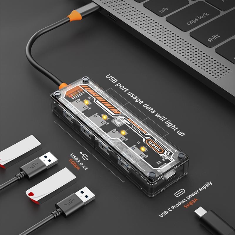 5-In-1 Usb Type-C Docking Station With 4 Usb3.0 Ports Grey