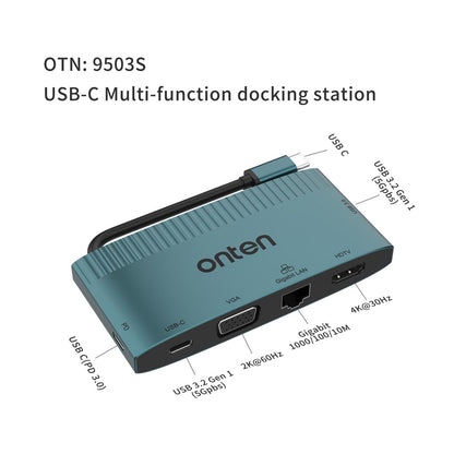 6-In-1 Usb-C Docking Station With Hdtv Vga Gigabit Data Pd 3.0 Usb 3.0