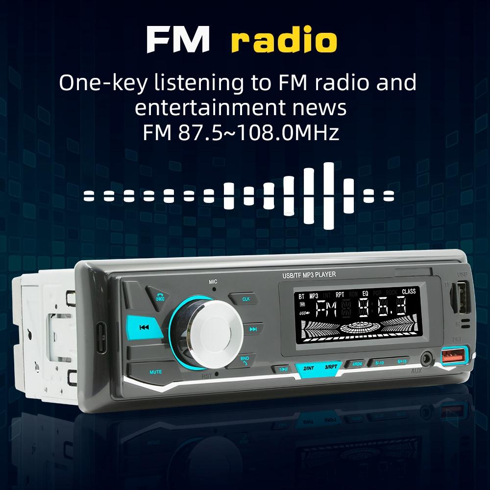 Car Mp3 Player With Voice Assistant & Fm - Colourful Lights Black