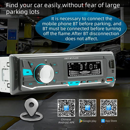 Car Mp3 Player With Voice Assistant & Fm - Colourful Lights Black