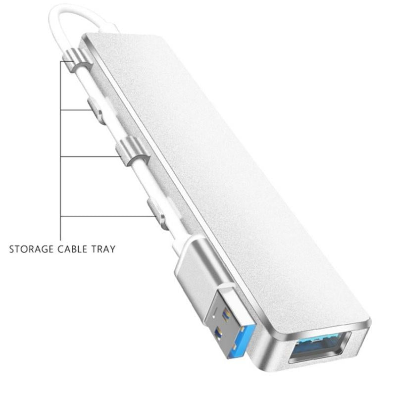 Usb 3.0 Type-C + 4-Port Hub For Laptop Expansion - Grey