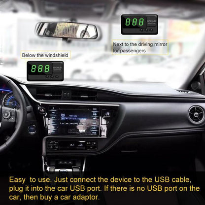 Universal Car Hud Speed Meter 3 Inch Projection Gps Display Black