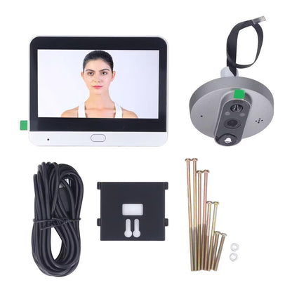 4.3 Inch Colour Screen Graffiti Hidden 1080P Wifi Smart Cat Eye Video Doorbell - Black