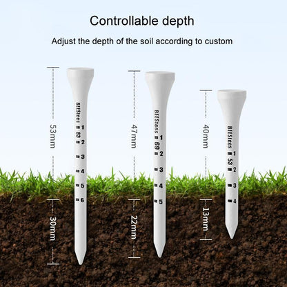 Adjustable Golf Tee Set - 30 Pieces Wooden Height Limit Spike Depth Marker - 53Mm
