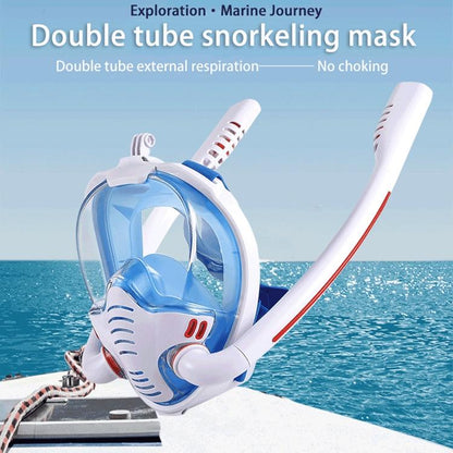 Full Dry Silicone Diving Mask for Adults - Double Tube - Black/Black