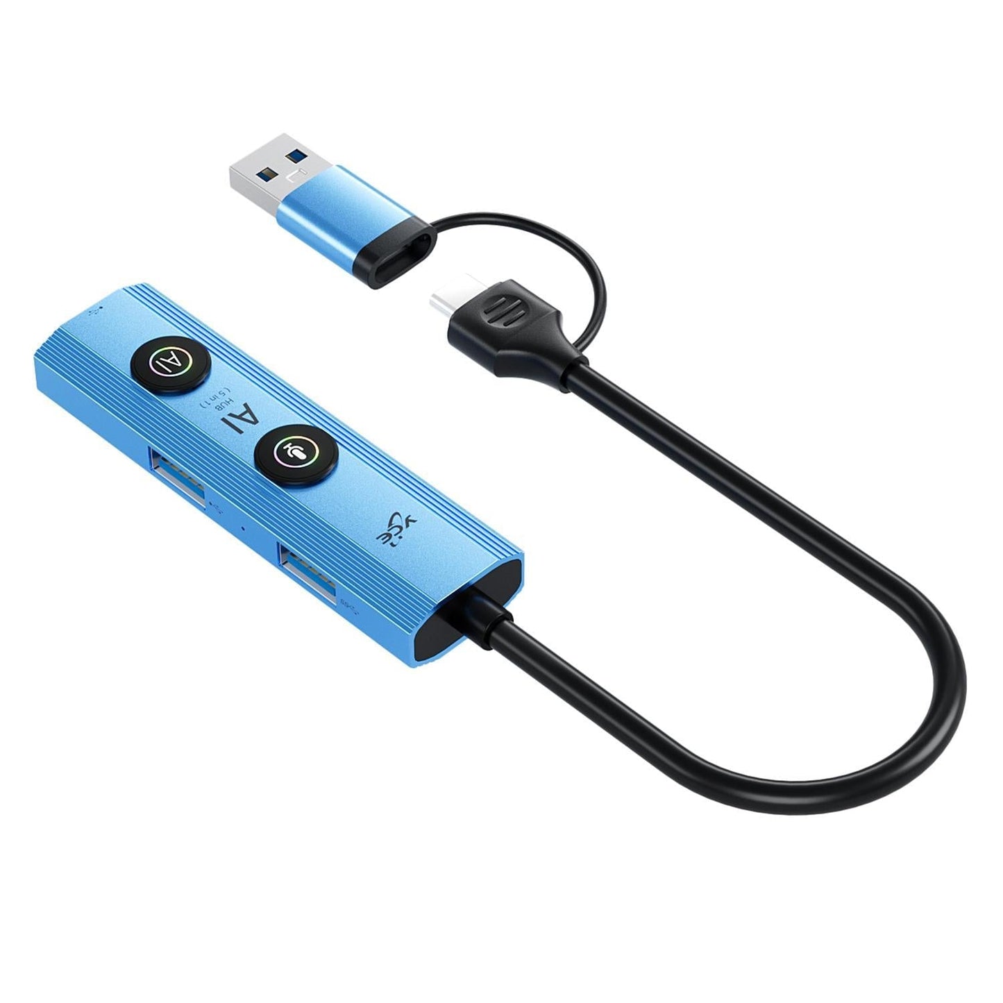 5-In-1 Usb3.0 / Type-C Hub Adapter Dock Blue