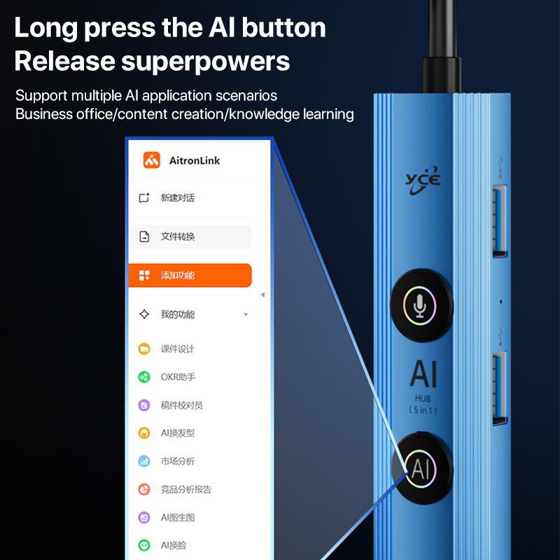 5-In-1 Usb3.0 / Type-C Hub Adapter Dock Blue