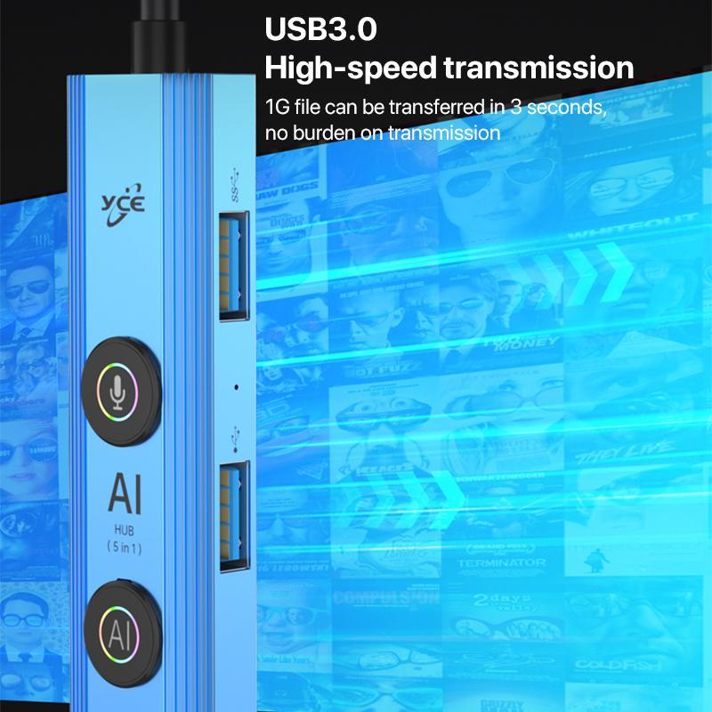 5-In-1 Usb3.0 / Type-C Hub Adapter Dock Blue