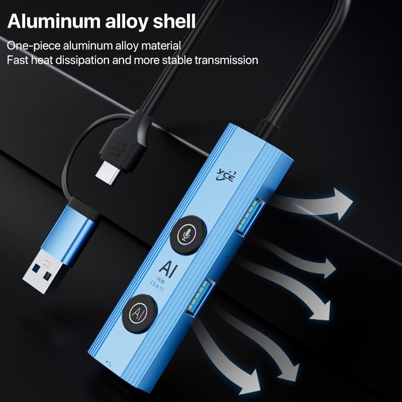 5-In-1 Usb3.0 / Type-C Hub Adapter Dock Blue