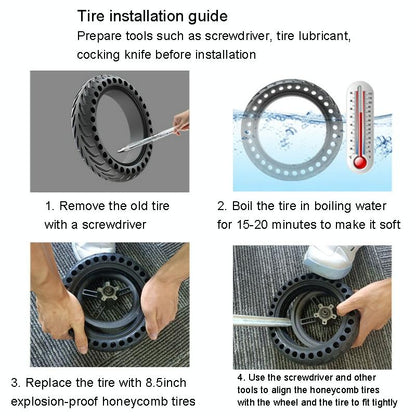Xiaomi M365 / M365 Pro Electric Scooter Tire - 8 Inch Non-slip Honeycomb Black