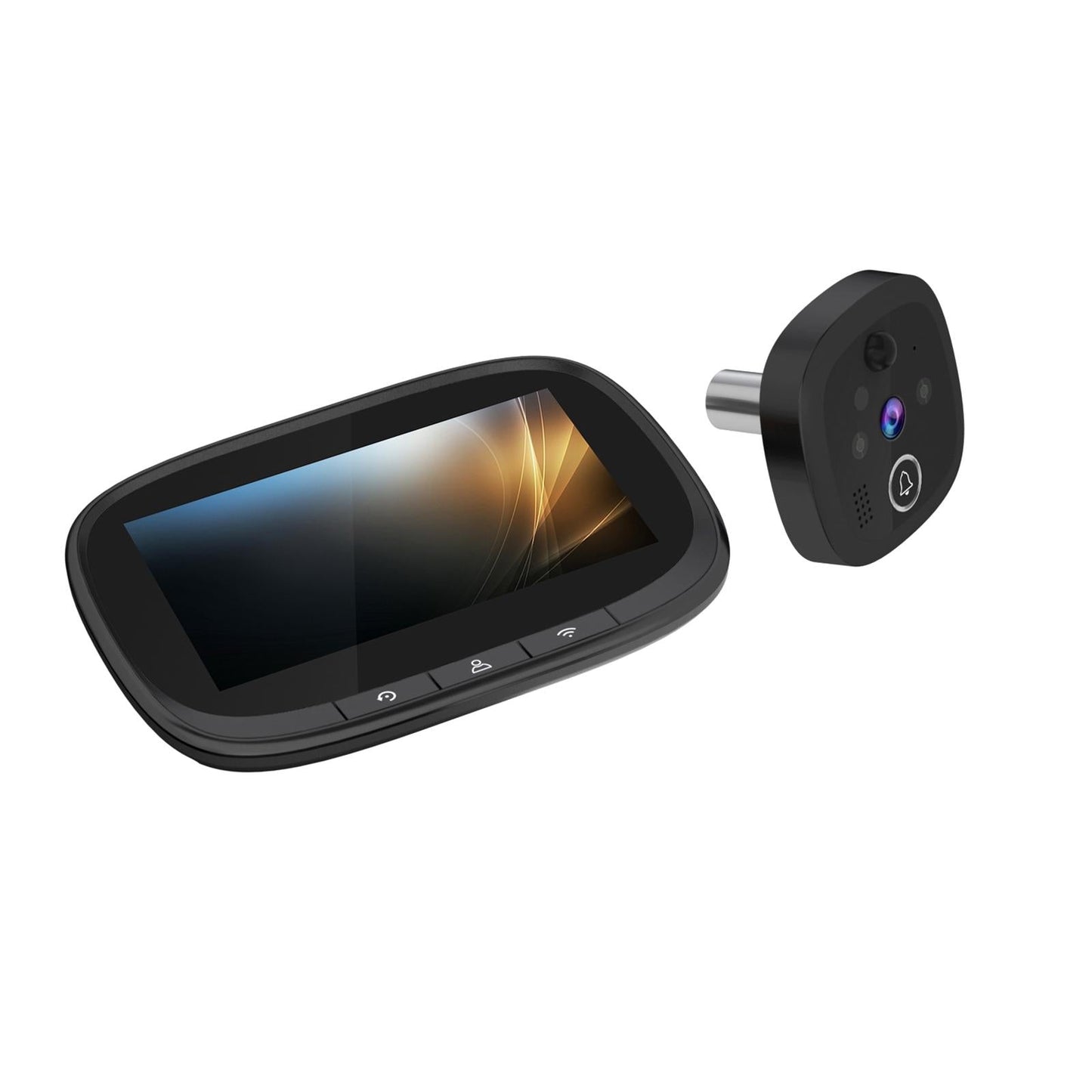 Wireless Video Doorbell With 4.3 Colour Screen And Wifi - Black