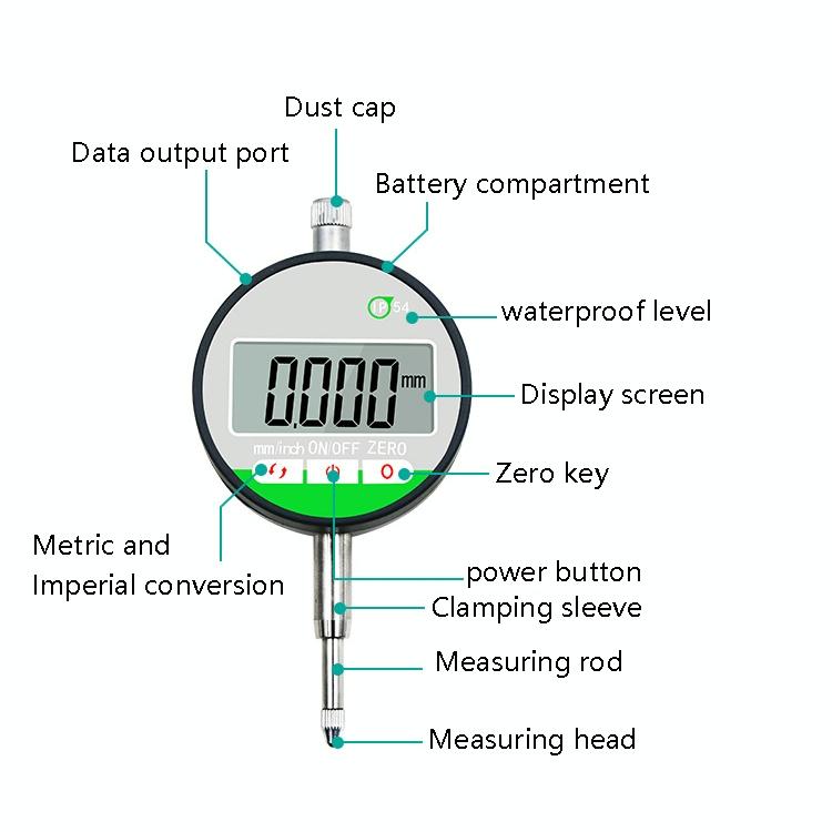 Waterproof Digital Dial Indicator for Stroke Measurement 0-12.7mm