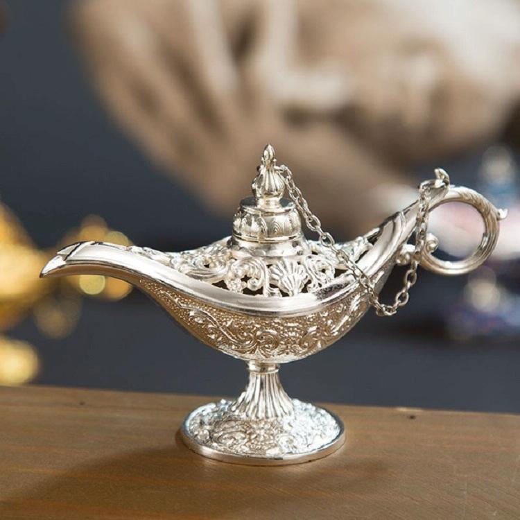 Metal Aladdin Magic Lamp Aromatherapy Home Decor Gift - Gold