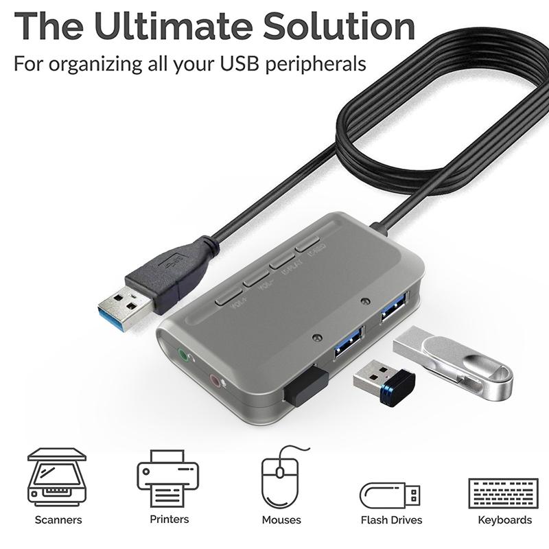 Usb 3.1 Three-Port Hub + 7.1 Voice Changer Sound Card For Ps5 / Ps4 Headset