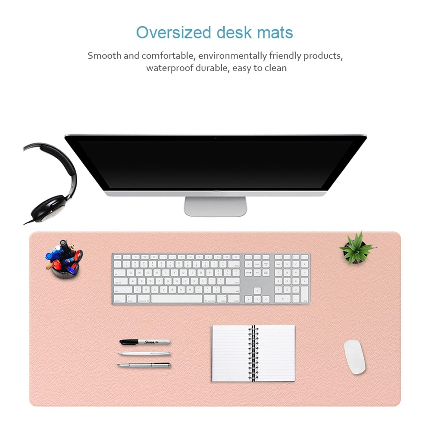 Double Sided Pu Mouse Pad Table Mat 100 X 44Cm - Royal Blue+Army Green
