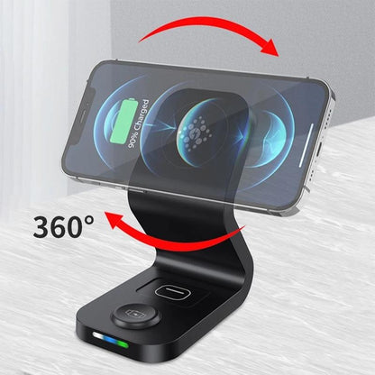 3 In 1 Magnetic Wireless Charger For Mobile Devices Black