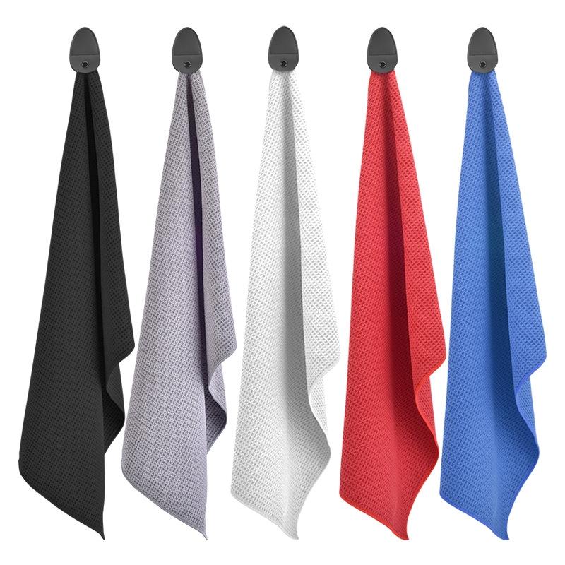 Microfiber Waffle Golf Towel Magnetic For Easy Cleaning - Black