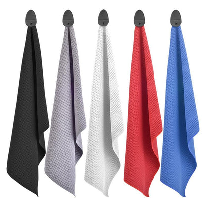 Microfiber Waffle Golf Towel Magnetic For Easy Cleaning - Black