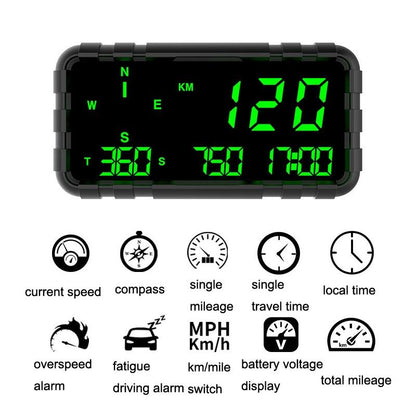 Universal Gps Head Up Display For Cars Speed Mileage Compass Black