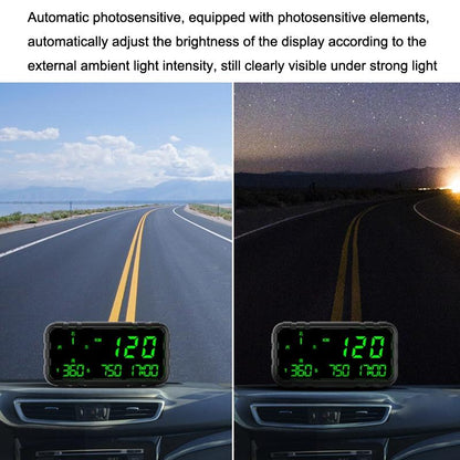 Universal Gps Head Up Display For Cars Speed Mileage Compass Black