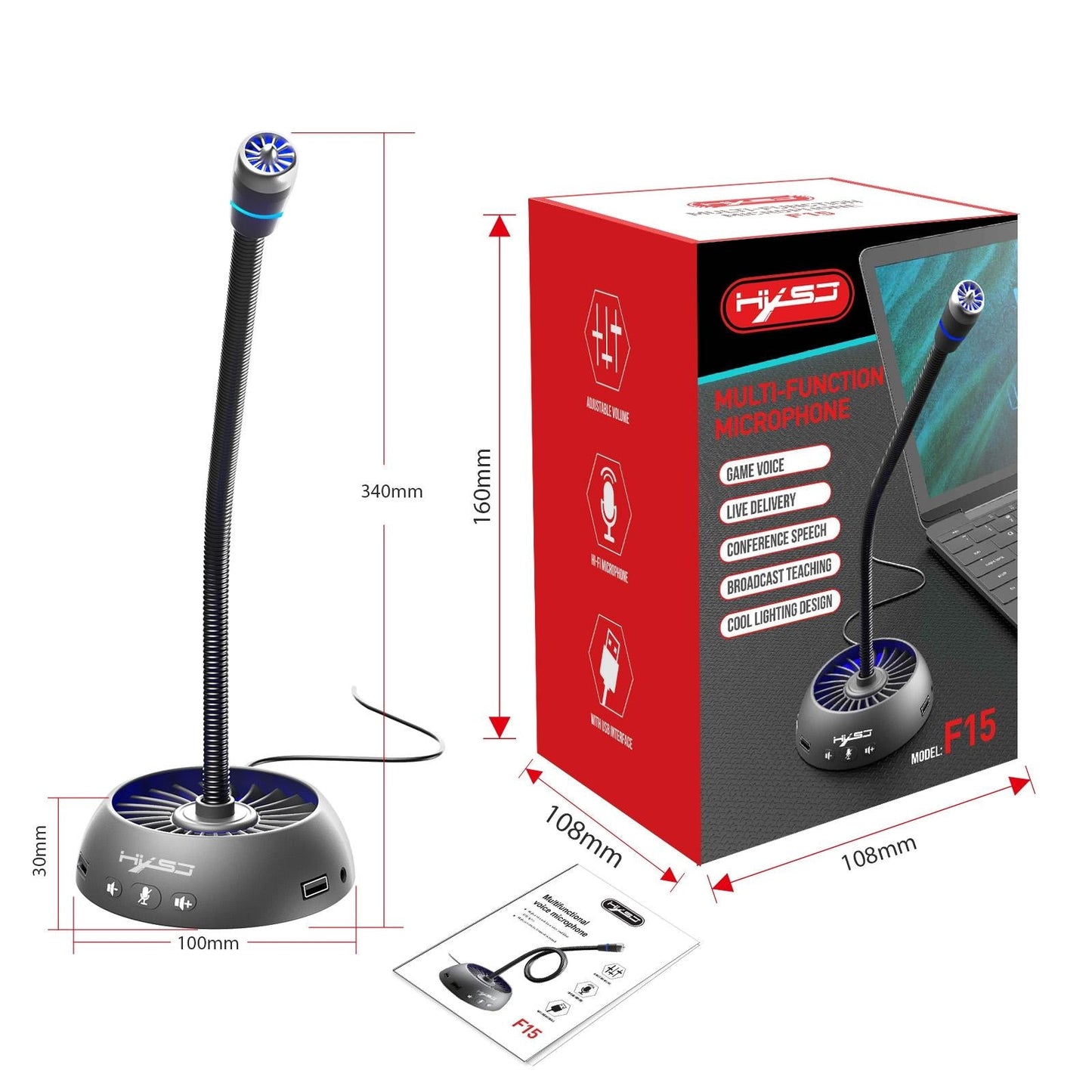 High-Quality Usb Noise-Cancelling Microphone - Black