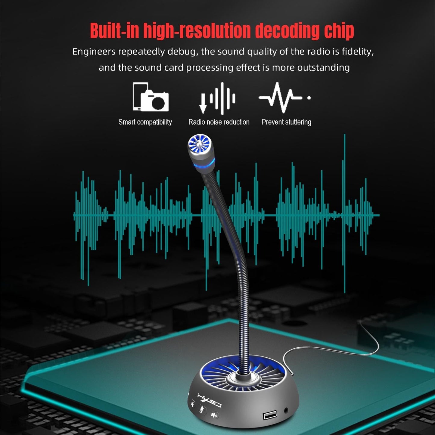 High-Quality Usb Noise-Cancelling Microphone - Black