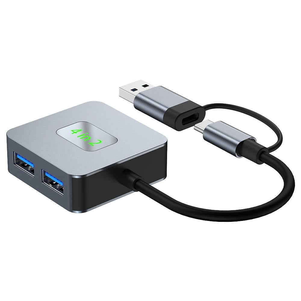 4-In-1 Usb-C To Usb 3.2 4-Port Hub Adapter Grey