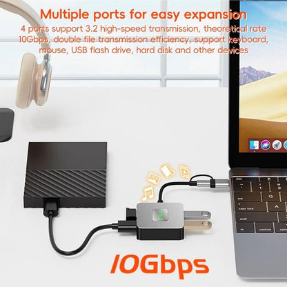 4-In-1 Usb-C To Usb 3.2 4-Port Hub Adapter Grey