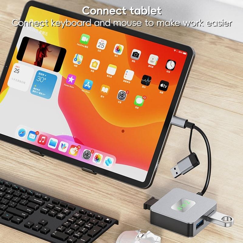 4-In-1 Usb-C To Usb 3.2 4-Port Hub Adapter Grey