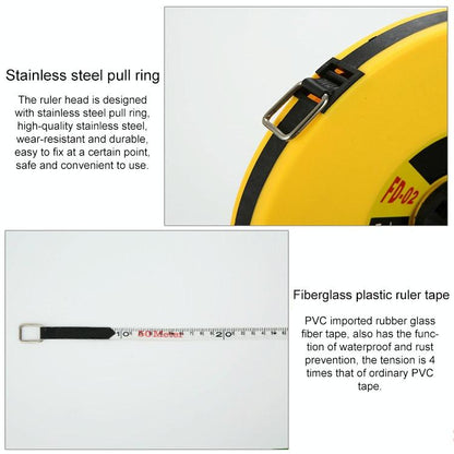 Hand-operated Soft Ruler for Construction Site Measurement - Fiber Leather Tape Measure - 30M