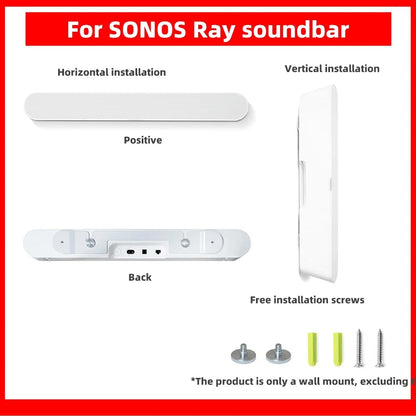 Wall Mount for Sonos Ray Soundbar - White Metal Bracket