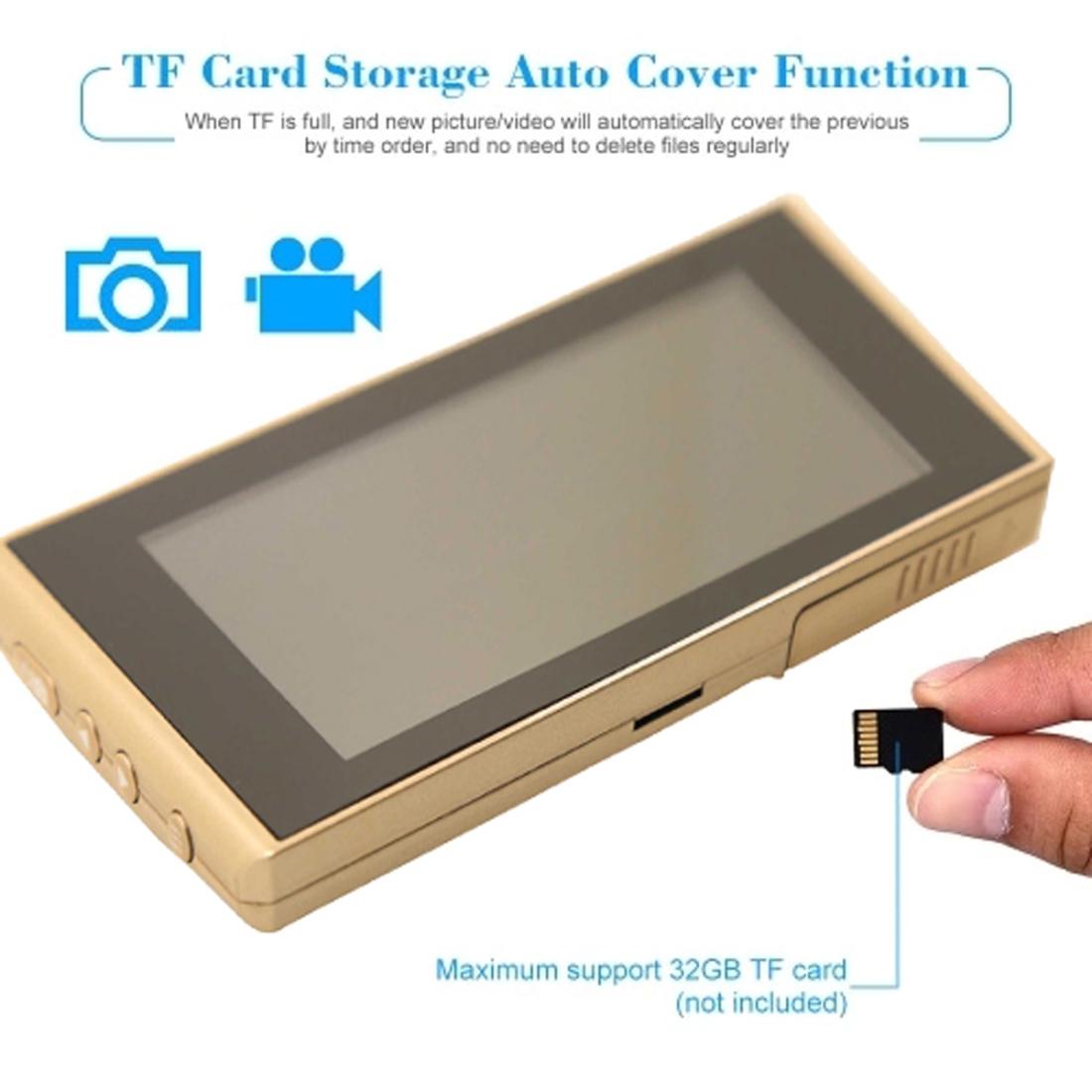 4.3 Digital Doorbell With Lcd Screen And Peephole Viewer - Gold