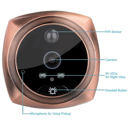 4.3 Digital Doorbell With Lcd Screen And Peephole Viewer - Gold