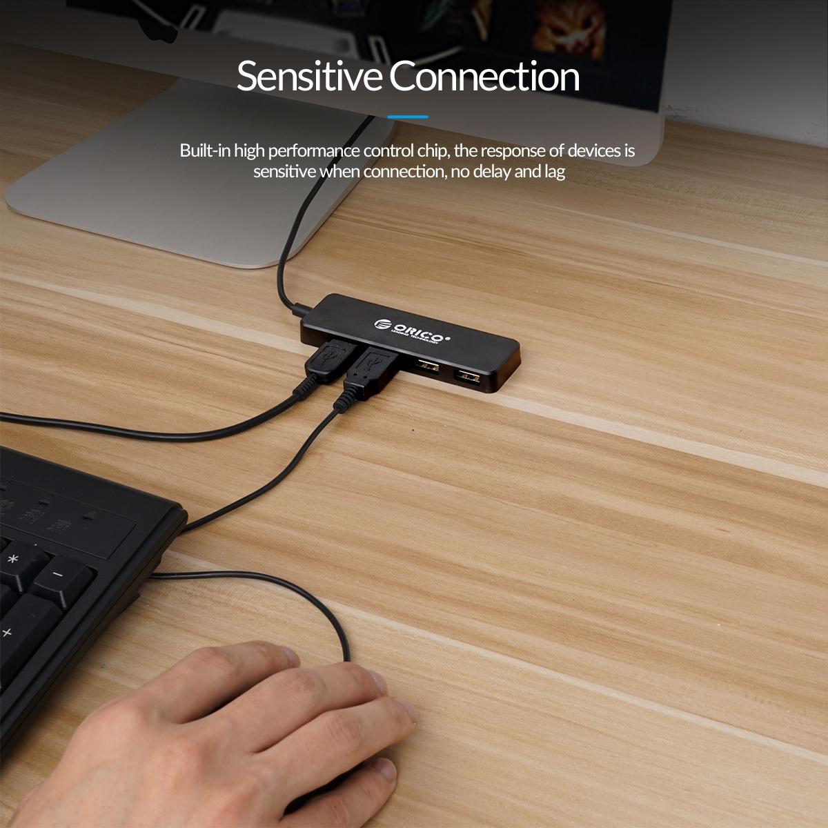 4-Port Usb 2.0 Hub Converter Black