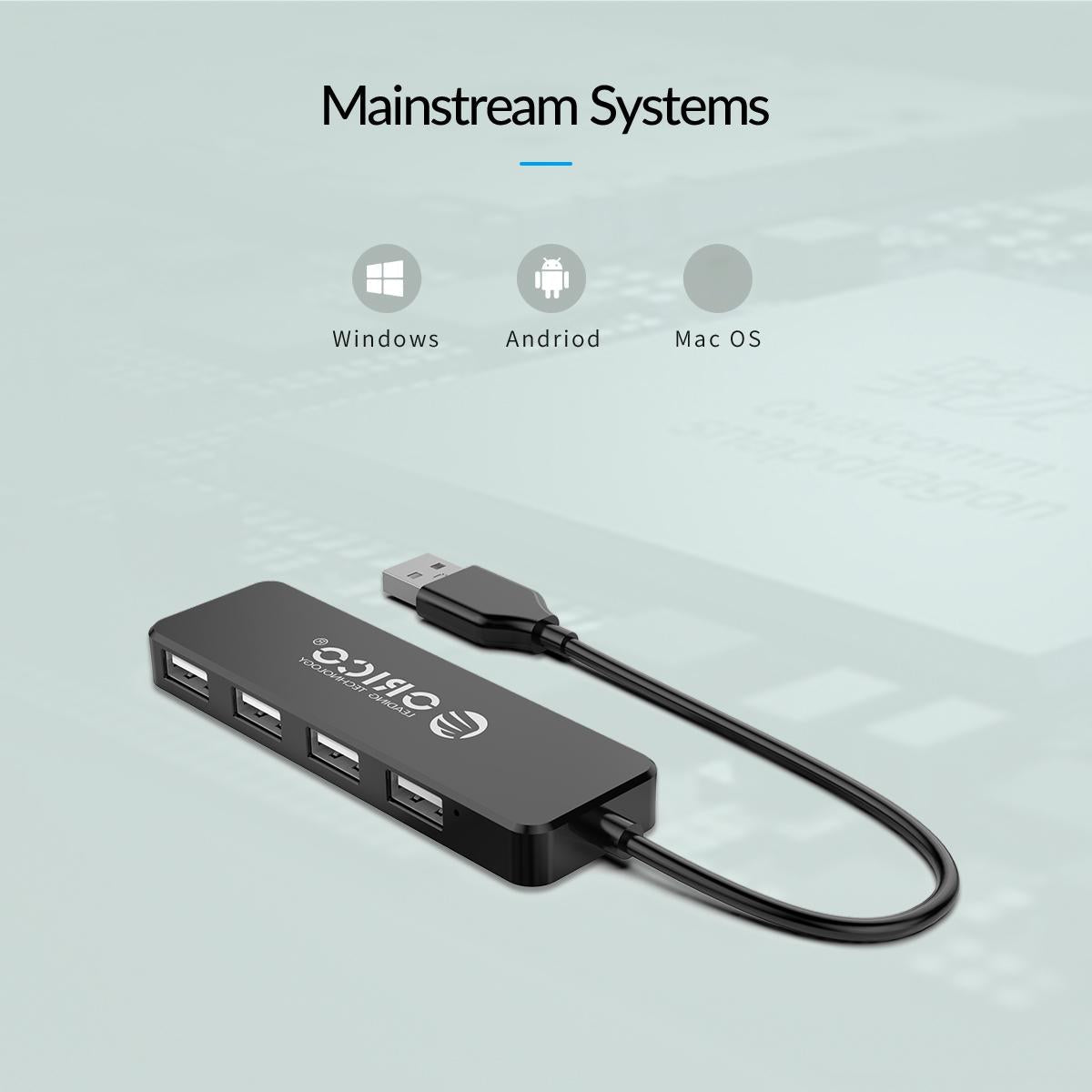 4-Port Usb 2.0 Hub Converter Black
