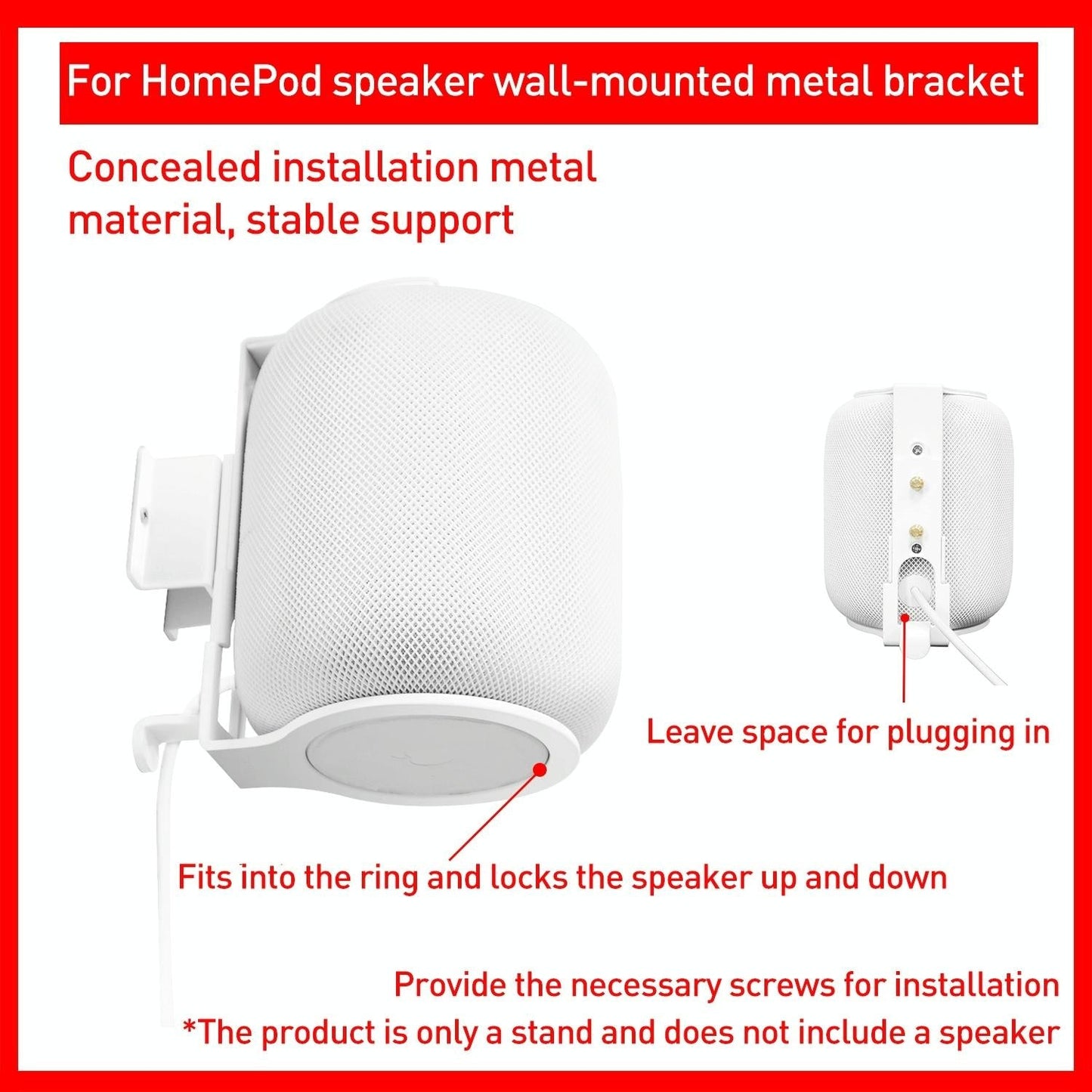 Hidden Wall Mount Bluetooth Speaker Bracket - Wireless - Black