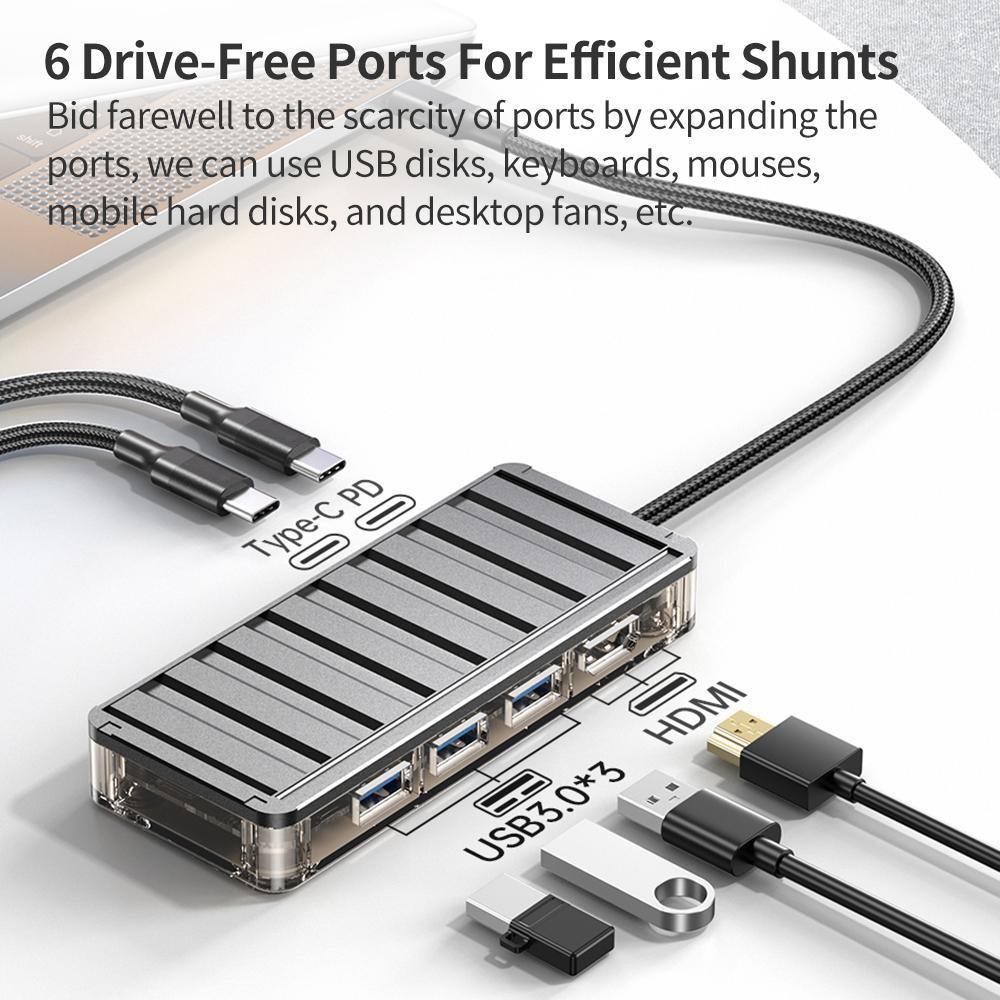 6-In-1 Type-C Hub Adapter Grey