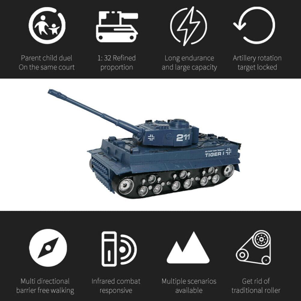 1 32 Four-way Rc Tank with Remote Control - Blue