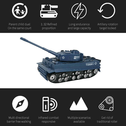 1 32 Four-way Rc Tank with Remote Control - Blue