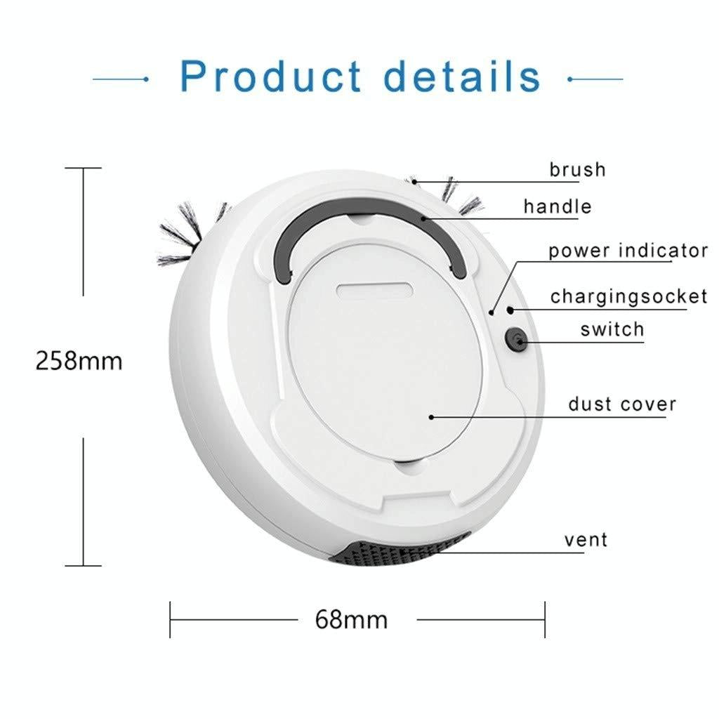 Smart 3-in-1 Robot Vacuum with Wet / Dry Mopping - Rechargeable & Auto Cleaning - Black - White
