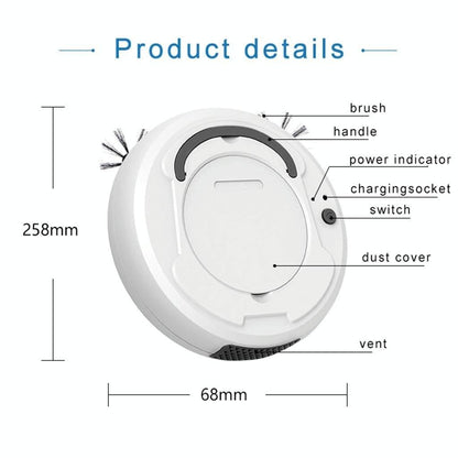 Smart 3-in-1 Robot Vacuum with Wet / Dry Mopping - Rechargeable & Auto Cleaning - Black - White