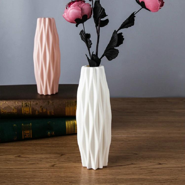Set of 3 Creative Plastic Camellia Vases for Wet and Dry Decor - Milk White