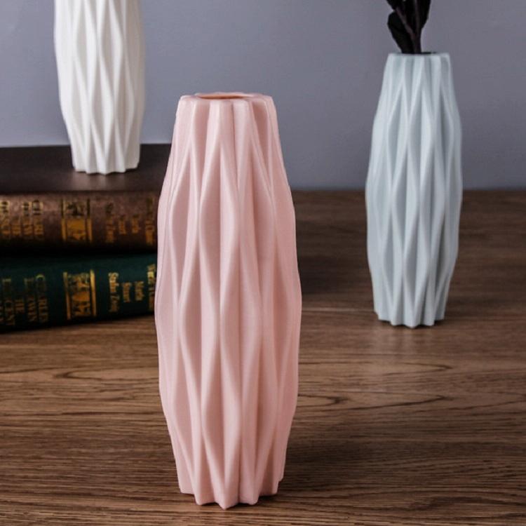 Set of 3 Creative Plastic Camellia Vases for Wet and Dry Decor - Milk White
