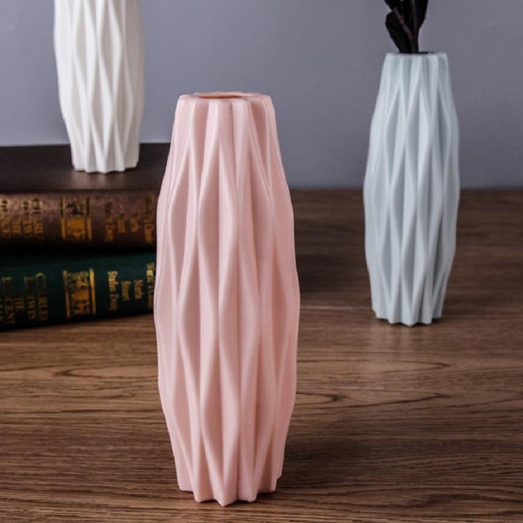 Set of 3 Creative Plastic Camellia Vases for Wet and Dry Decor - Milk White