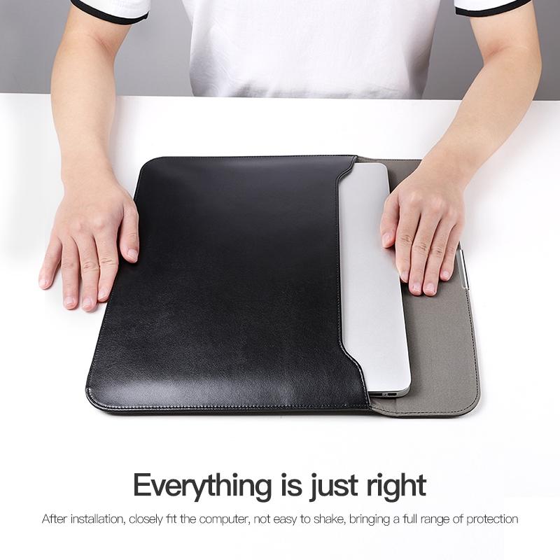 Leather Laptop Sleeve - Ultra-thin and Stylish - Black